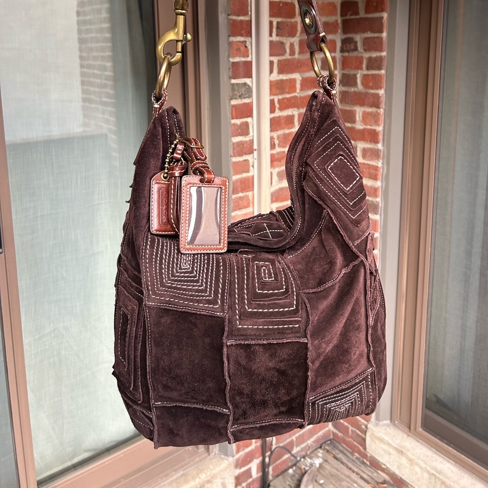 Vintage coach limited edition suede patchwork legacy duffel style 10409 brown